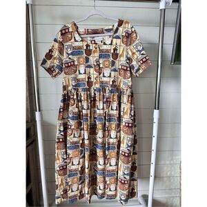 Vintage Kade Collection Noah’s Arc Print Cotton Dress‎ Womens L Made In USA